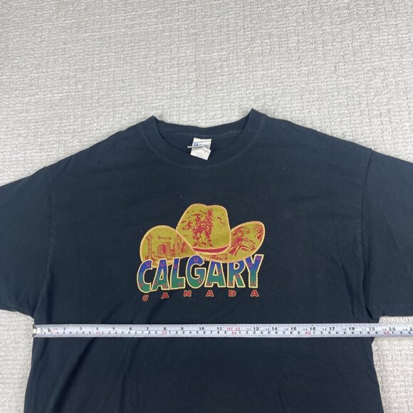 VINTAGE Calgary Stampede Rodeo Shirt Adult Size Large Black Graphic Tee Mens - Picture 7 of 14